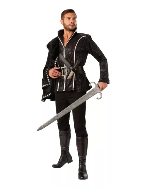 Mens Dark Prince Costume Royal Fairytale Tudor Stag Fancy Dress Party Outfit