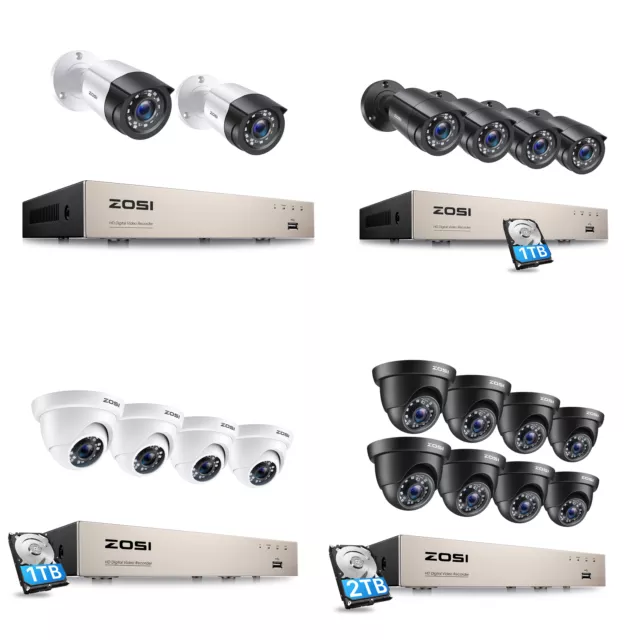 ZOSI H.265+ 8CH 1080P Überwachung Kamera Set Außen DVR CCTV HD Sicherheit Kamera