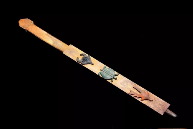 Native American Plains Lakota Sioux Hand Carved Wood Effigy Pipe Stem