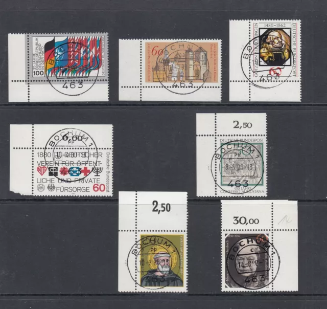 Lot BRD mit 51 Marken - Eckrand - zentrische Vollstempel Ersttag Bochum + Gummi