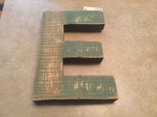 MAKE Market Large Wooden Letter  “E”  Alphabet Wall Hanging  Home Decor 9X6”