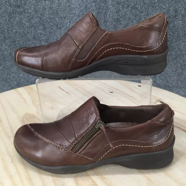 Earth Shoes Womens 6.5 B Anise Relief Pod Slip On Loafer Brown Leather Side Zip