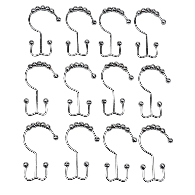 Finition Décorative Dorée ,Lot De 12 Crochets De Rideau De Douche Doubles En Acier Inoxydable Resistant A Rouille De Qualite Superieure 96938090