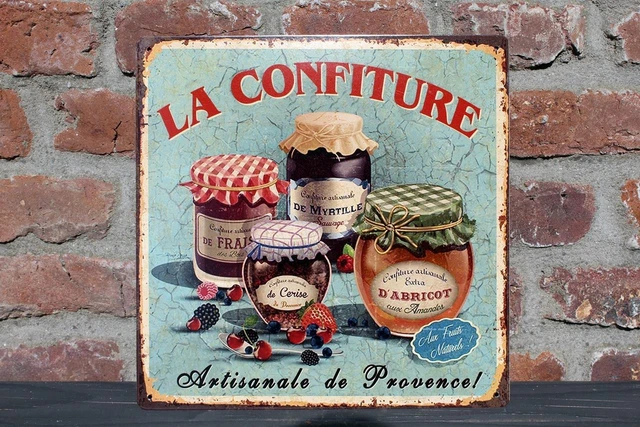 Nostalgia Letrero de Metal La Confiture Decoración Tartas Mermelada Tarros 2