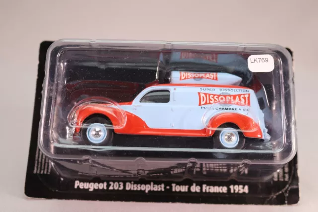 LK769 NOREV UH Atlas 1/43 Voiture Peugeot 203 Dissoplast Caravane Tour France 60