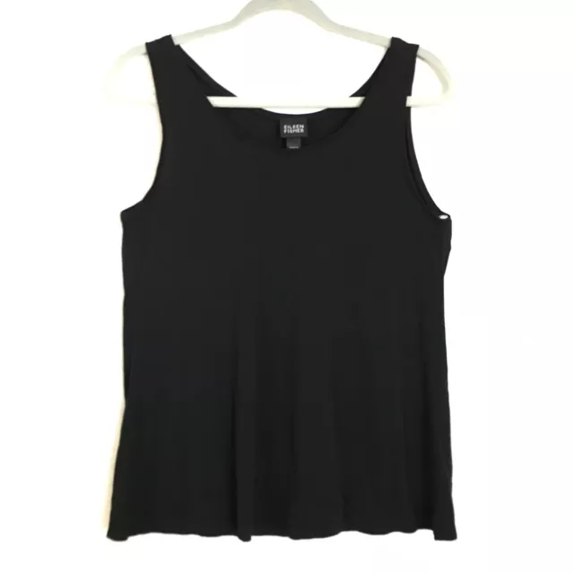 Eileen Fisher 100% Silk Tank Top Women Small Black Scoop Neck Pullover