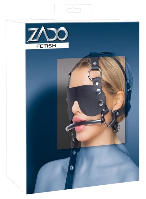 Maschera testa pelle ZADO treccia stoviglie testa pelle BDSM maschera occhi nera RV1