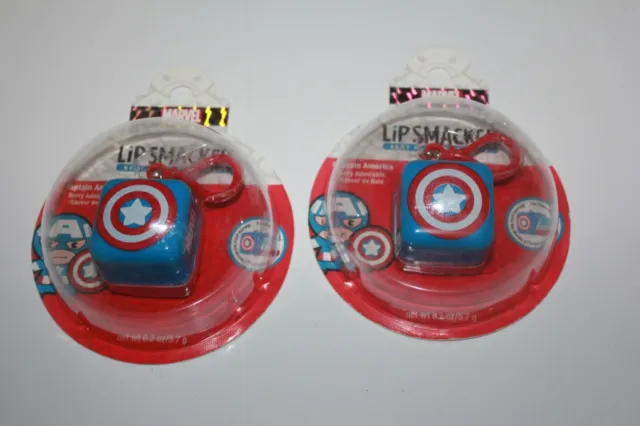Marvel Lip Smacker Capitan America Lip Balm Berry Admirable Lot Of 2 In Box