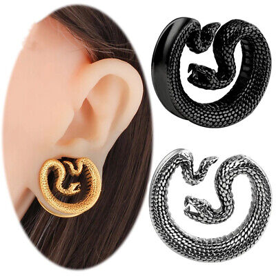 Pair Stainless steel Magnetic Snake Ear Gauges Ear plug Tunnel   Weight Hanger
