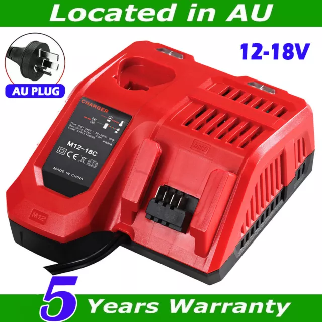 12V-18V Battery Charger for Milwaukee M12-18C Multi Voltage Rapid Dual M12 & M18