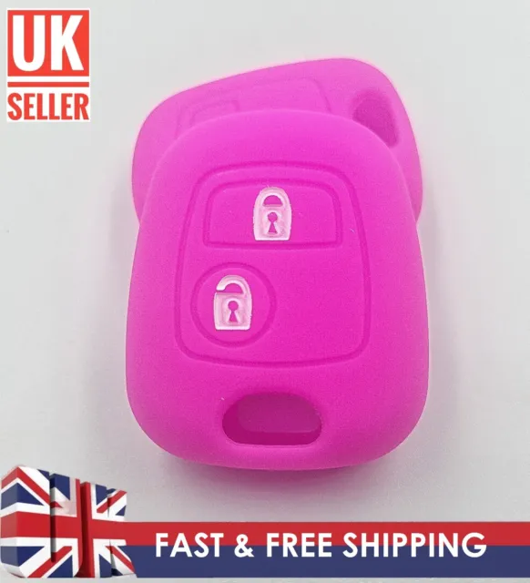 Dark Pink Car Key Silicone Fob Cover FOR PEUGEOT 107 207 307 407 106 206 306 406