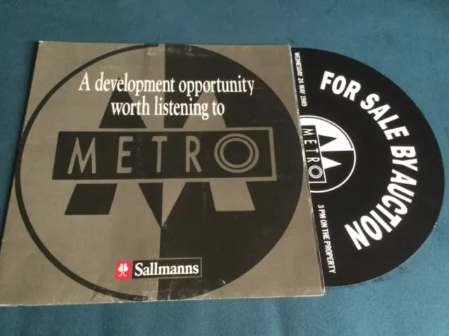 Vintage sales advertising Metro Nightclub 1989, gatefold brochure like LP record