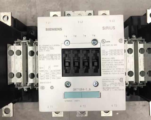 Siemens Sirius 3RT1054-1AP36 Lastschütz Contactor 400V 55kW 115A 230V Spule 3