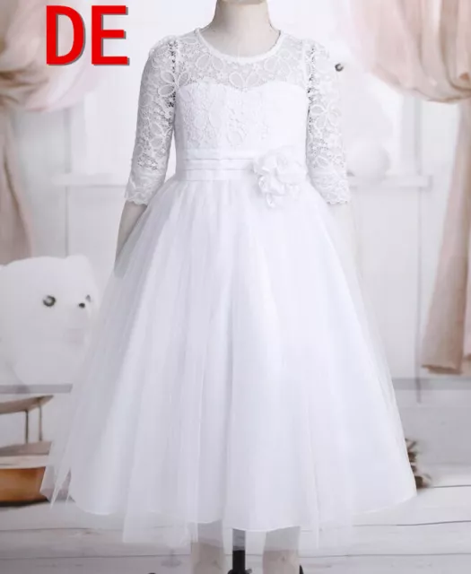 DE iEFiEL Mädchen Festlich Hochzeit Prinzessin Kleid Lang Blumenmädchenkleid