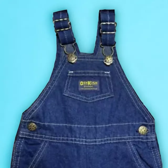 Vintage OshKosh BGosh Toddler Sz 18 Months Vestbak Denim Overalls Blue Jeans USA