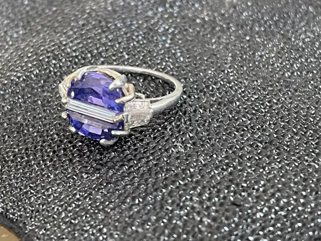 Raymond Yard Ring tanzanite half moons & Diamonds set in platinum Rare Estate Pc 2