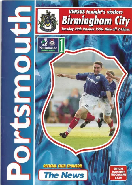 Football Programme - Portsmouth v Birmingham City - Div 1 - 29/10/1996