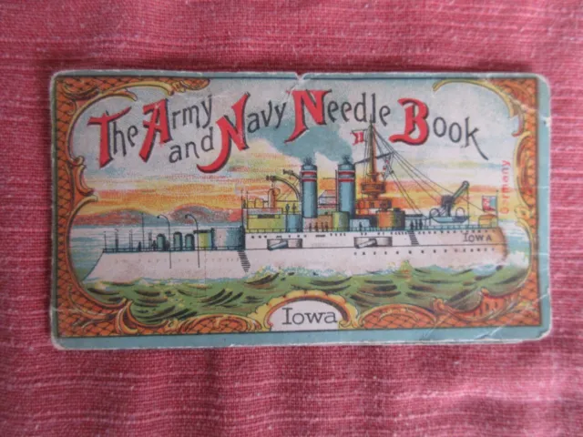 1920s Army & Navy Needle Book featuring The USS Iowa and  American Eagle
