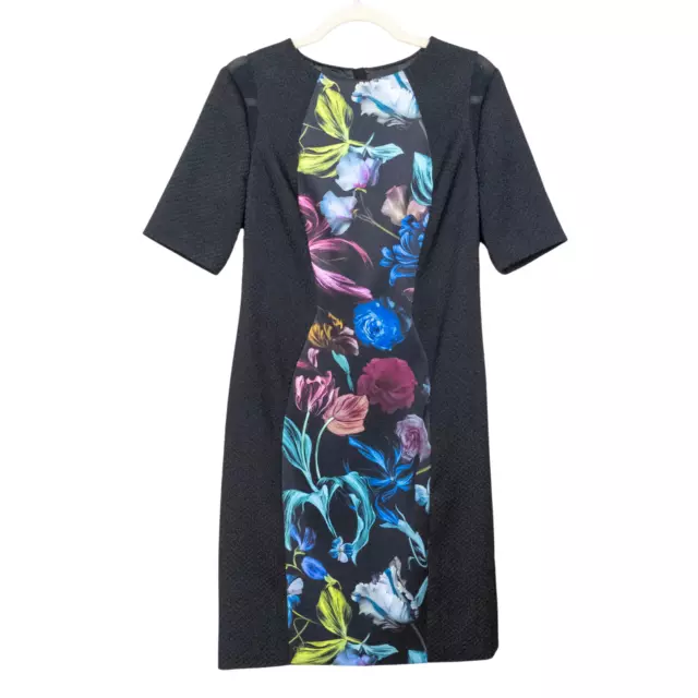 TED BAKER London Abade Panel Bodycon Sheath Dress in Midnight Bloom Womens US 10 2