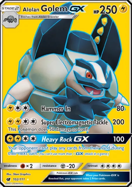 Alolan Golem GX 102/111 SM Crimson Invasion Full Art Pokemon Card TCG NM