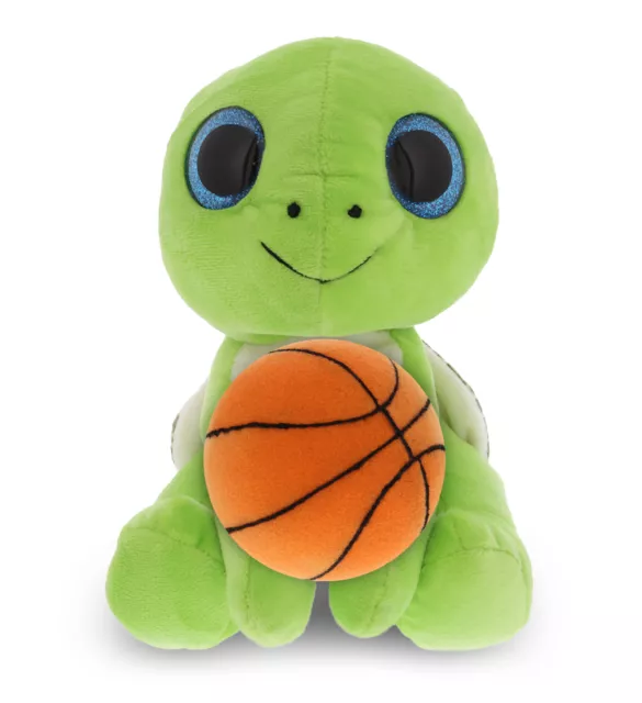 DolliBu Soft Green Sea Turtle Stuffed Animal with Basketball Plush - 6 Inches