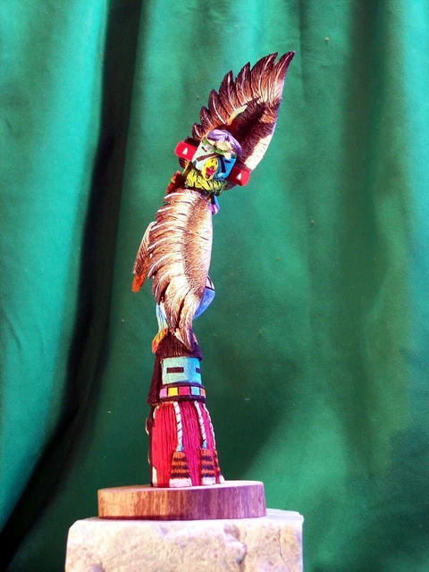 Muñeca Hopi Kachina - Bailarina de pelo largo y águila Kachina de Jacob Cook - ¡Hermosa!