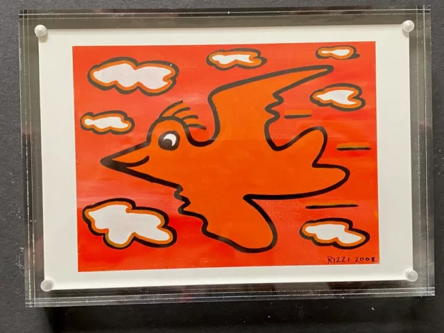 James Rizzi Kunstdruck Postkarte Motiv "Rizzi Bird"  im Magnet-Rahmen