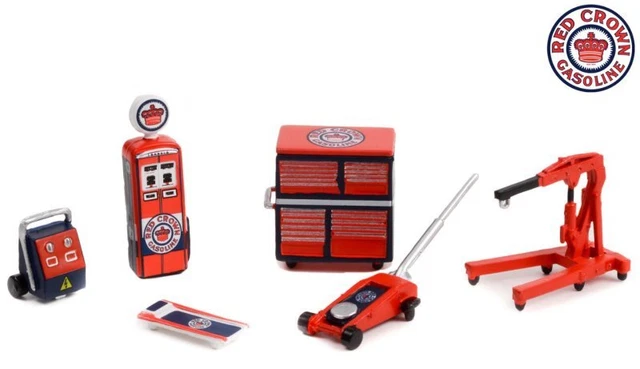 Werkstatt Set / Shop tool Set Red Crown Gasoline - red / blue - Greenlight 1:64 2
