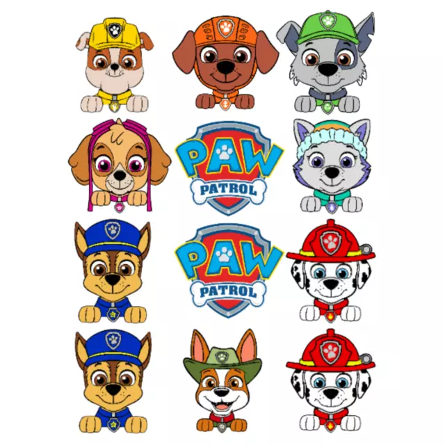 12 pre cut paw patrol Edible image/ paw patrol cake topper/ paw patrol image