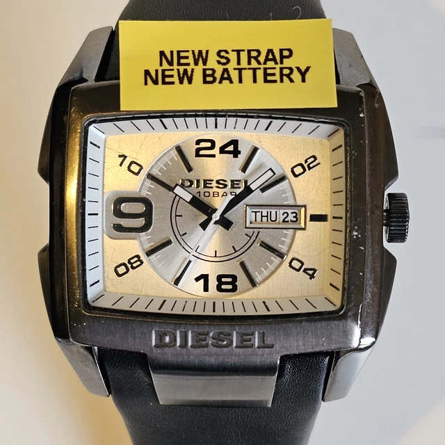 DIESEL DZ-1216 RARE Mens Large Watch New Battery New leather strap