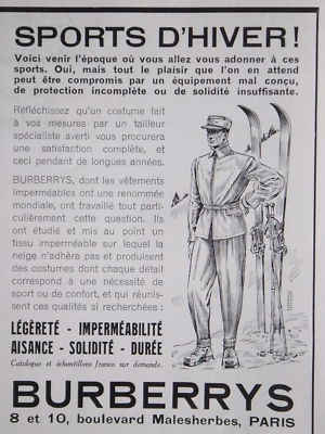 PUBLICITÉ BURBERRYS ÉQUIPEMENT DE CHASSE AISANCE PROTECTION RÉSISTANCE 