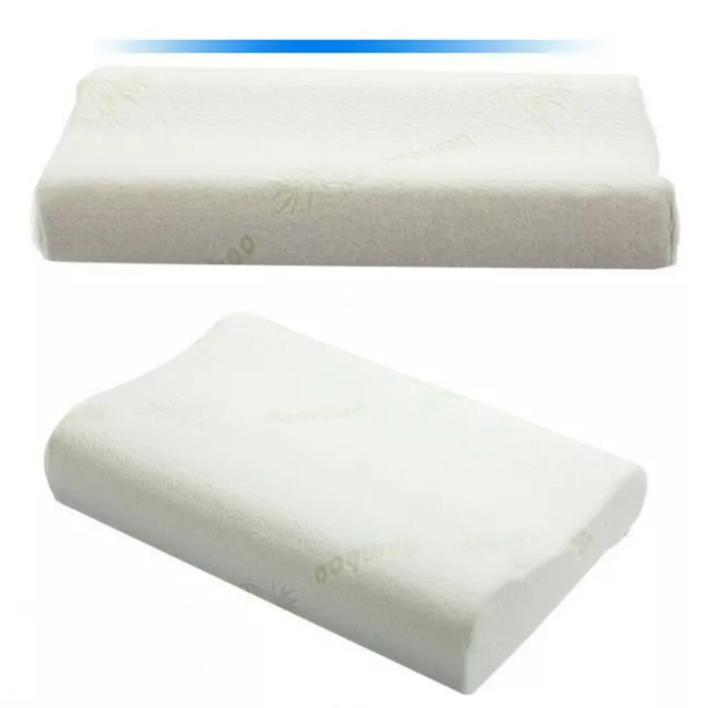 1/2PCS Memory Foam Luxury Soft Contour Bamboo Pillow Fabric Fibre Cover Bed