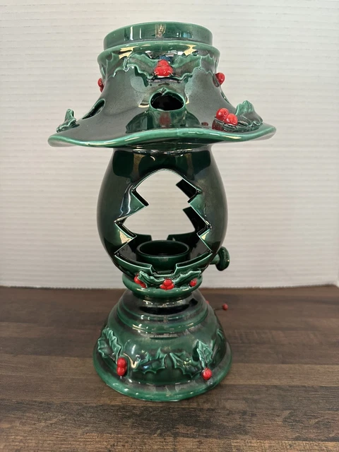 Lefton Candle Votive Tea Light Music Vtg Holly Berry XMAS Lamp 2692  Japan Flaw