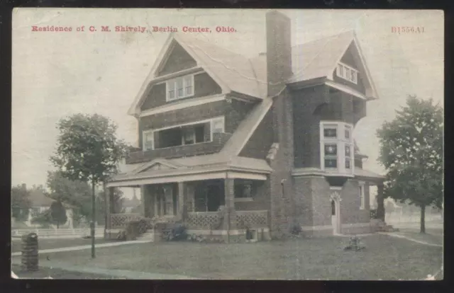 Postcard BERLIN Ohio/OH  C.M. Shively Family Large 3 Story House/Home 1907