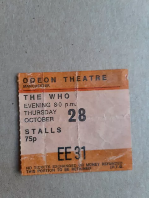 Rare 1971 The Who Concert Ticket