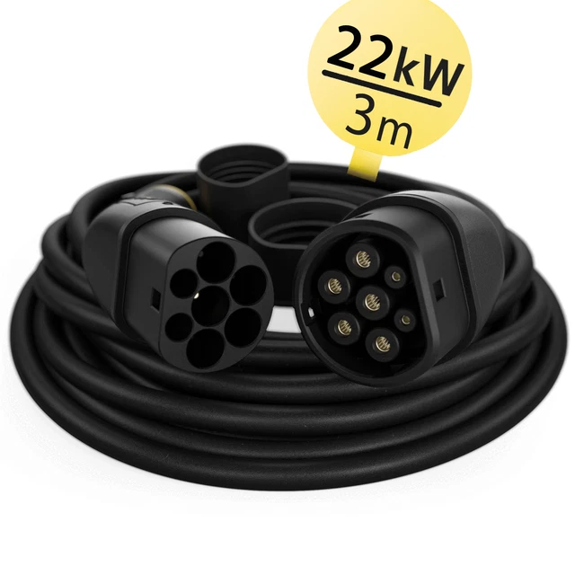 Cavo di ricarica 22kW tipo 2 EV 32A auto elettrica wallbox 3m 220V per moda 3 Tesla BMW ZOE