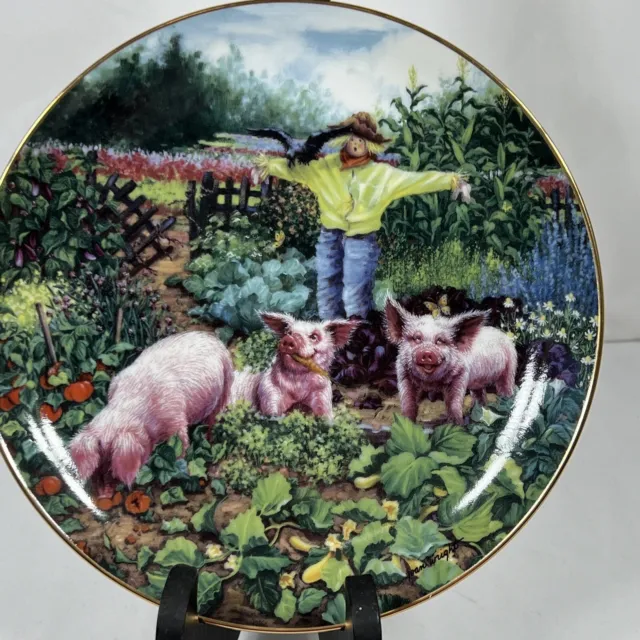 Danbury Mint, Pigs in Bloom, Joan Wright, "Hog Harvest” Farm, Garden, Cottage