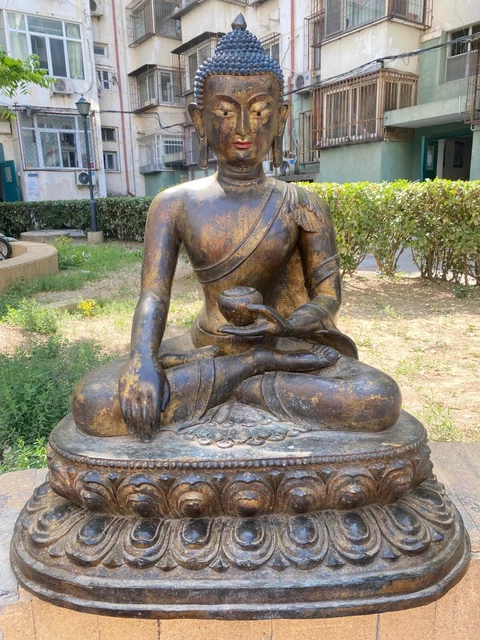 40" Old tibet buddhism bronze Gild Sakyamuni Shakyamuni Buddha statue