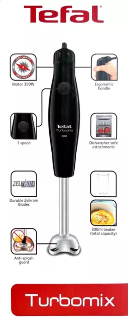 Tefal Stabmixer HB1218 Turbomix Plus Blender 350W mir Becher