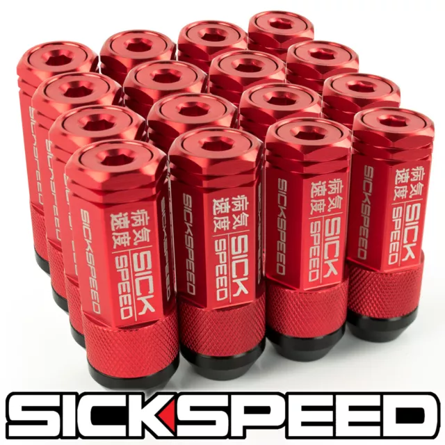 SICKSPEED 16PC Rosso Cappuccio Alluminio Esteso 50MM 3 PC Manico Dadi 12X1.5 N16