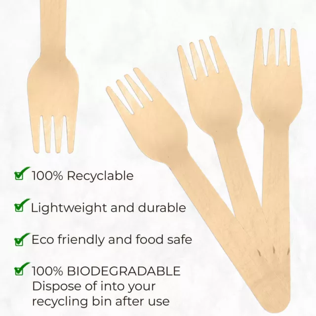 Eco-Friendly Wooden Cutlery Set - Forks, Spoons, Knives 100 Piece 3