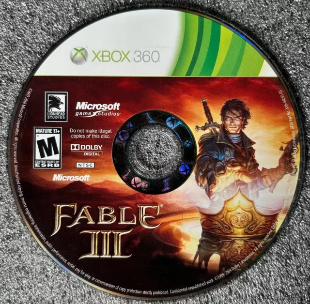 Fable III 3 (Microsoft Xbox 360, 2010) - disc only