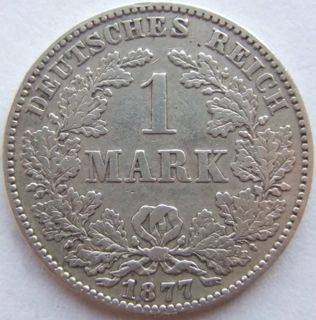 Moneta Reich Tedesco Impero Tedesco Argento 1 Marchi 1877 B IN Quasi