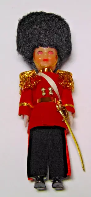 ENGLISH ROYAL GUARD OFFICER SOUVENIR DOLL eyes Open Close with Sword 6" vintage