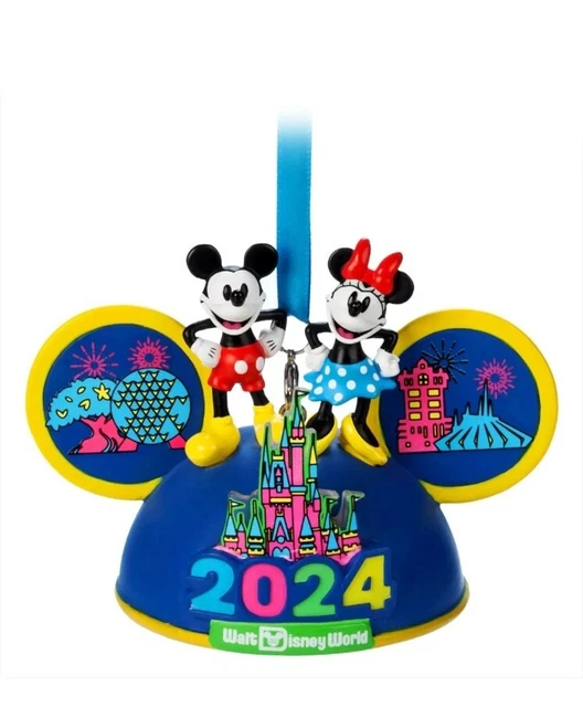 2024 WALT DISNEY World Mickey & Minnie Mouse Ear Hat Dated Year Holiday