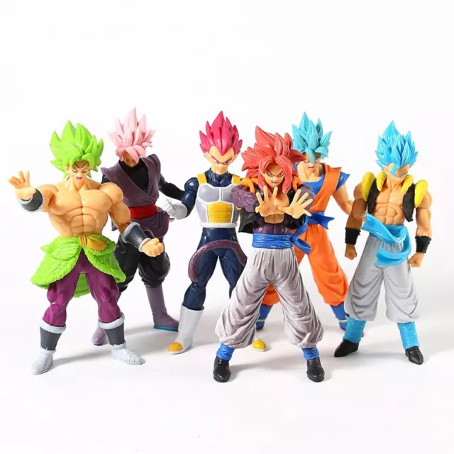 6PC Dragon Ball Z Figures Set Saiyan Goku Son Blue Gokou Vegeta Broly 7in.  Dragon Ball Super DBS Anim Cartoon Figure (Bulk Package) 