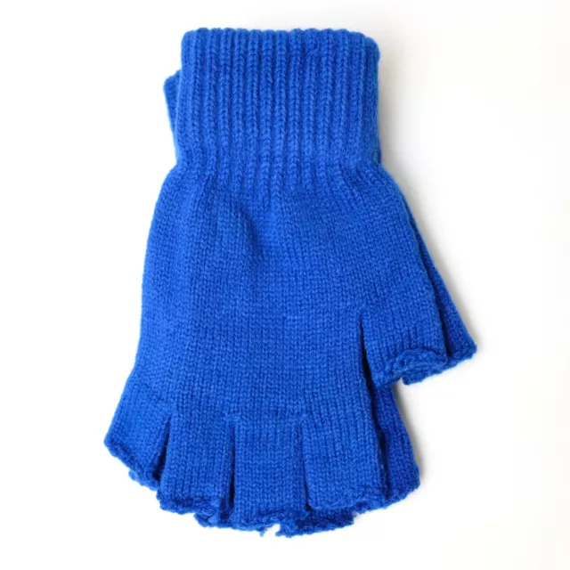 Boy Girl Children Winter Knitted Fingerless Gloves Plain