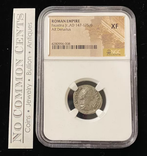 Roman Empire Faustina Jr. AD 147-175/6 AR Denarius NGC Ancients XF