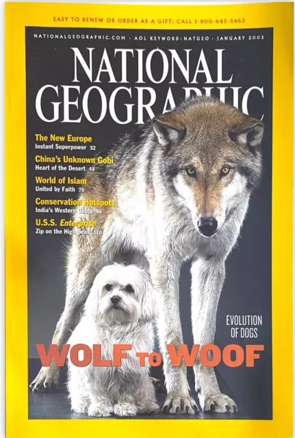 National Geographic Magazine -  January 2002 Evolution of Dogs - Wolf to Woof
