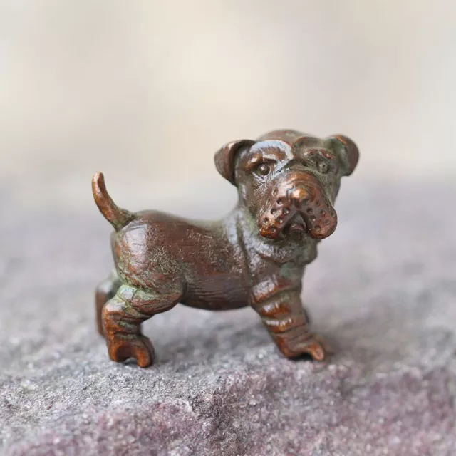 Antique Copper English Bulldog Figurines Miniatures Home Decorations Vintage